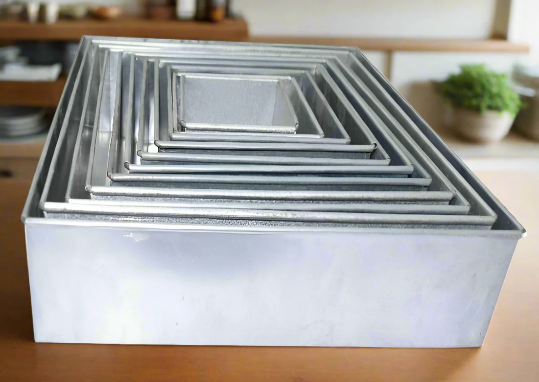 SET OF 11 TIER SQUARE (3" DEEP) CAKE TINS / CAKE PANS / CAKE MOULDS