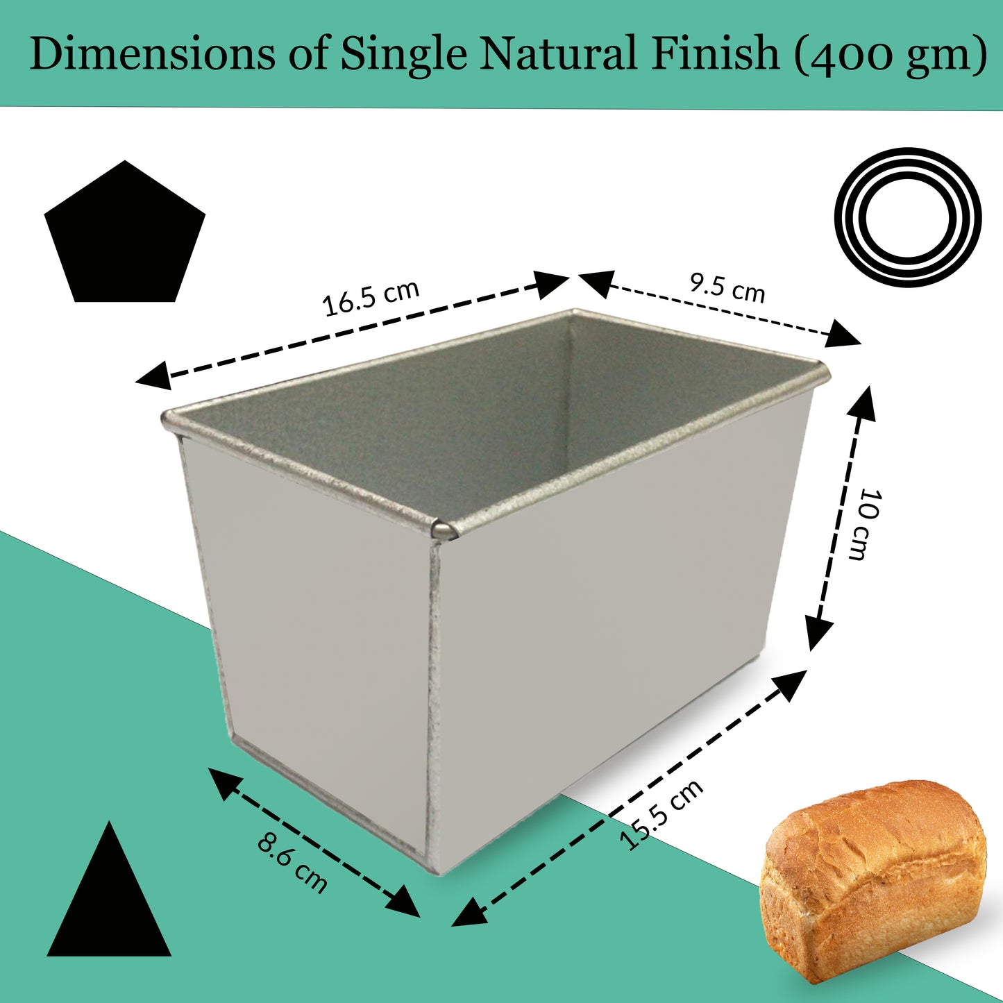 dimensions of bread tin 400 gm
