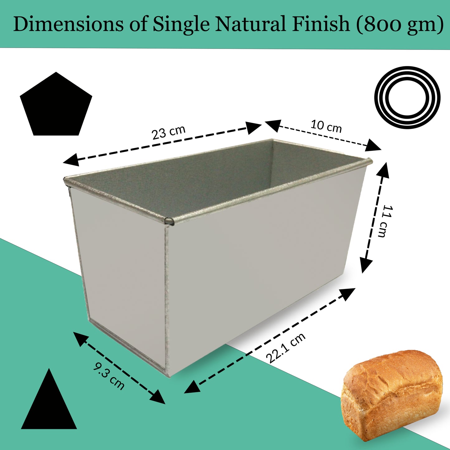 dimensions of bread tin 800 gm