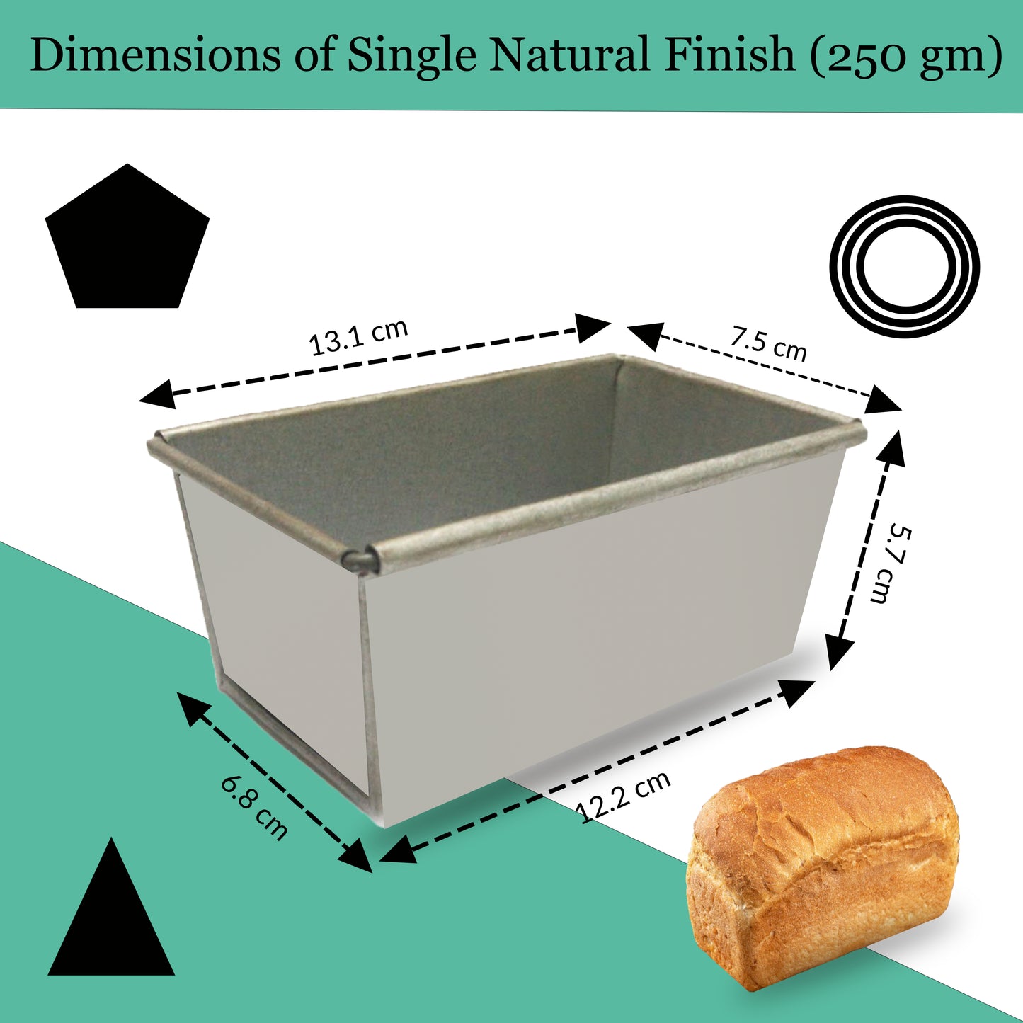 dimensions of loaf tin 250 gm