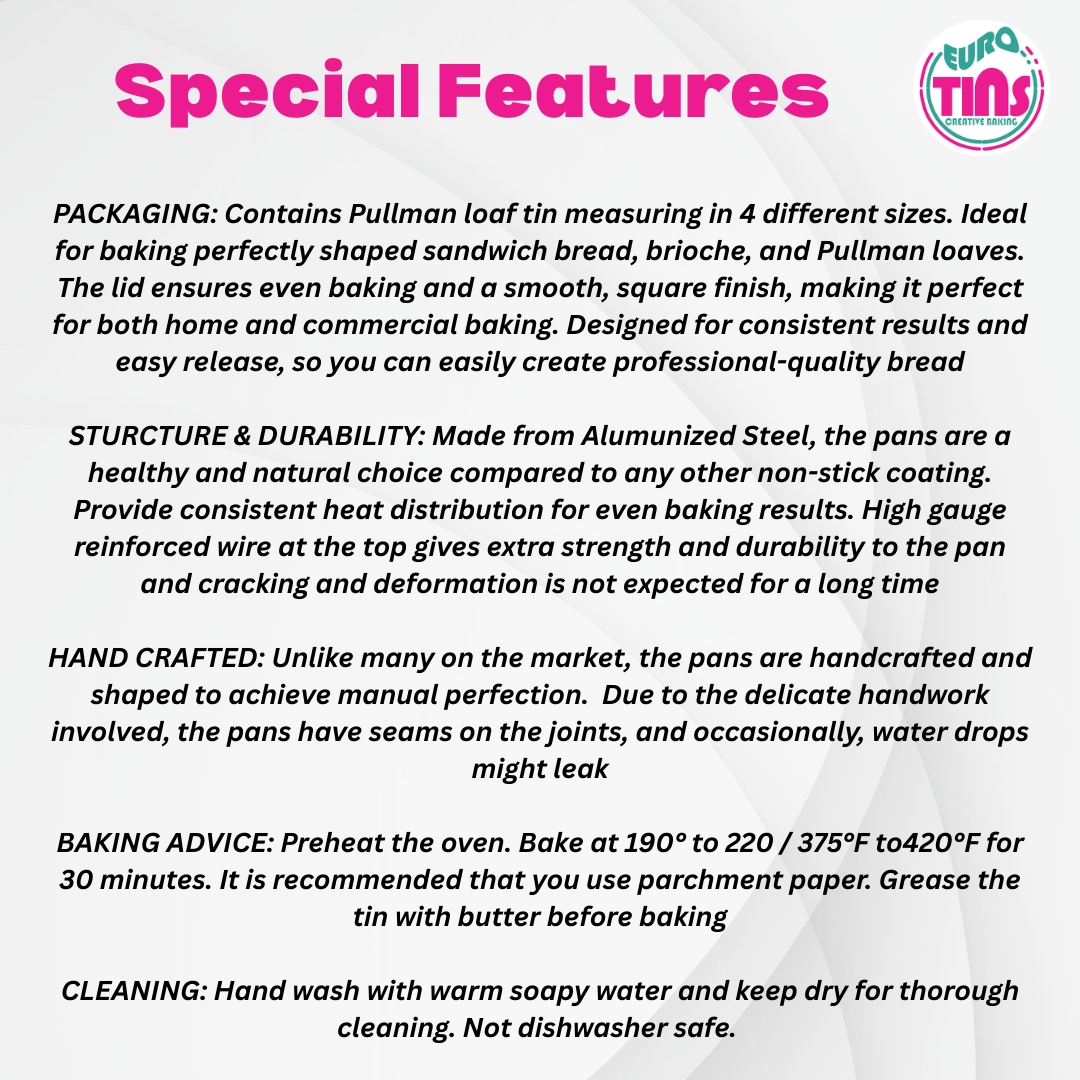 EUROTINS Pullman Loaf Bread Tin with Lid