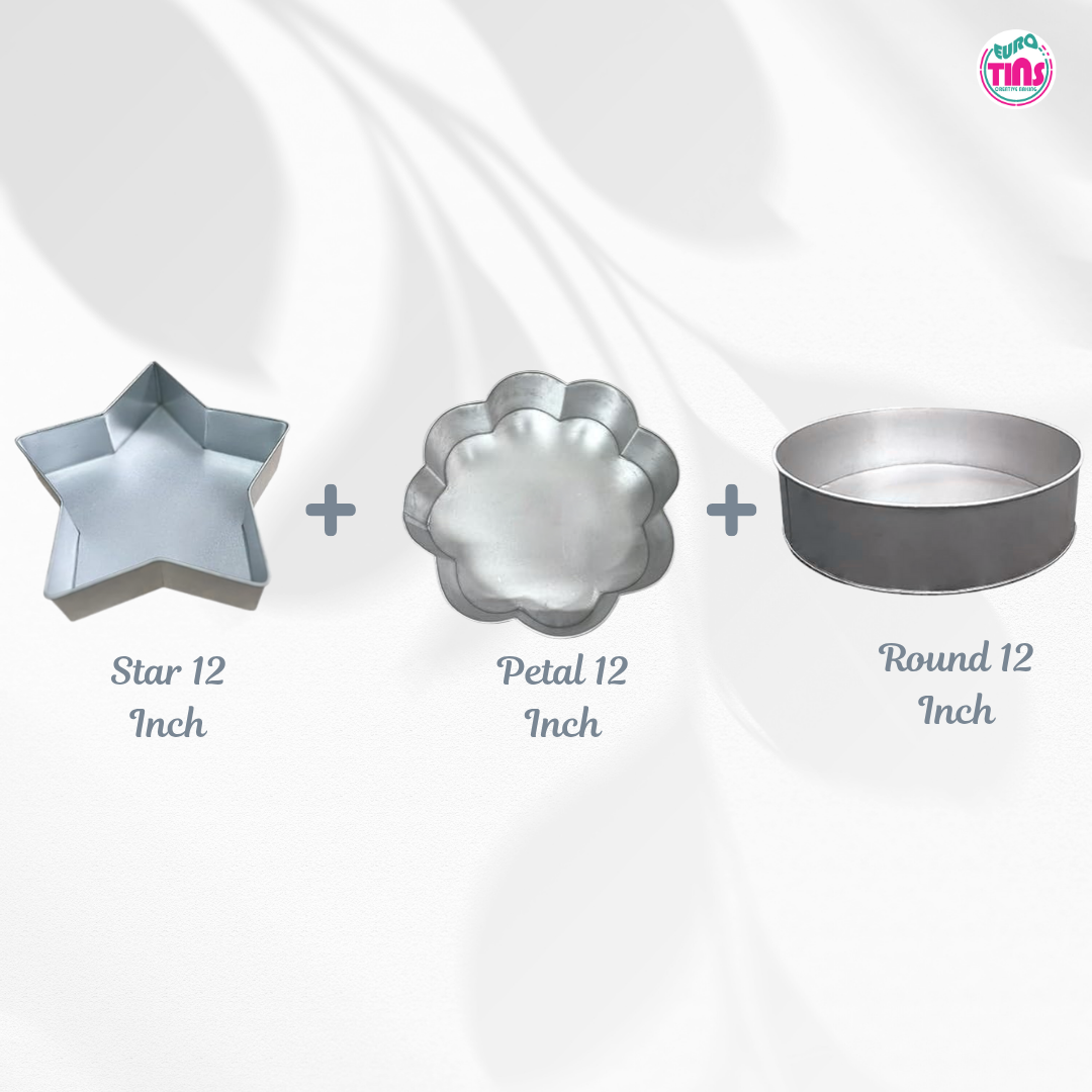 EUROTINS Premier Cake Baking Pans Combo - Pick Any 3 Shapes! Round, Heart, Star, Hexagon, Square, Rectangle & Petal