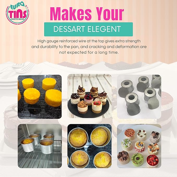 Set of 6 Mini Cake Tins Loose Bottom With Free Tray