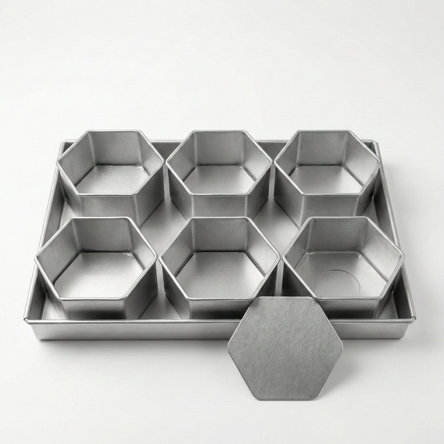 Set of 6 Mini Cake Tins Loose Bottom With Free Tray