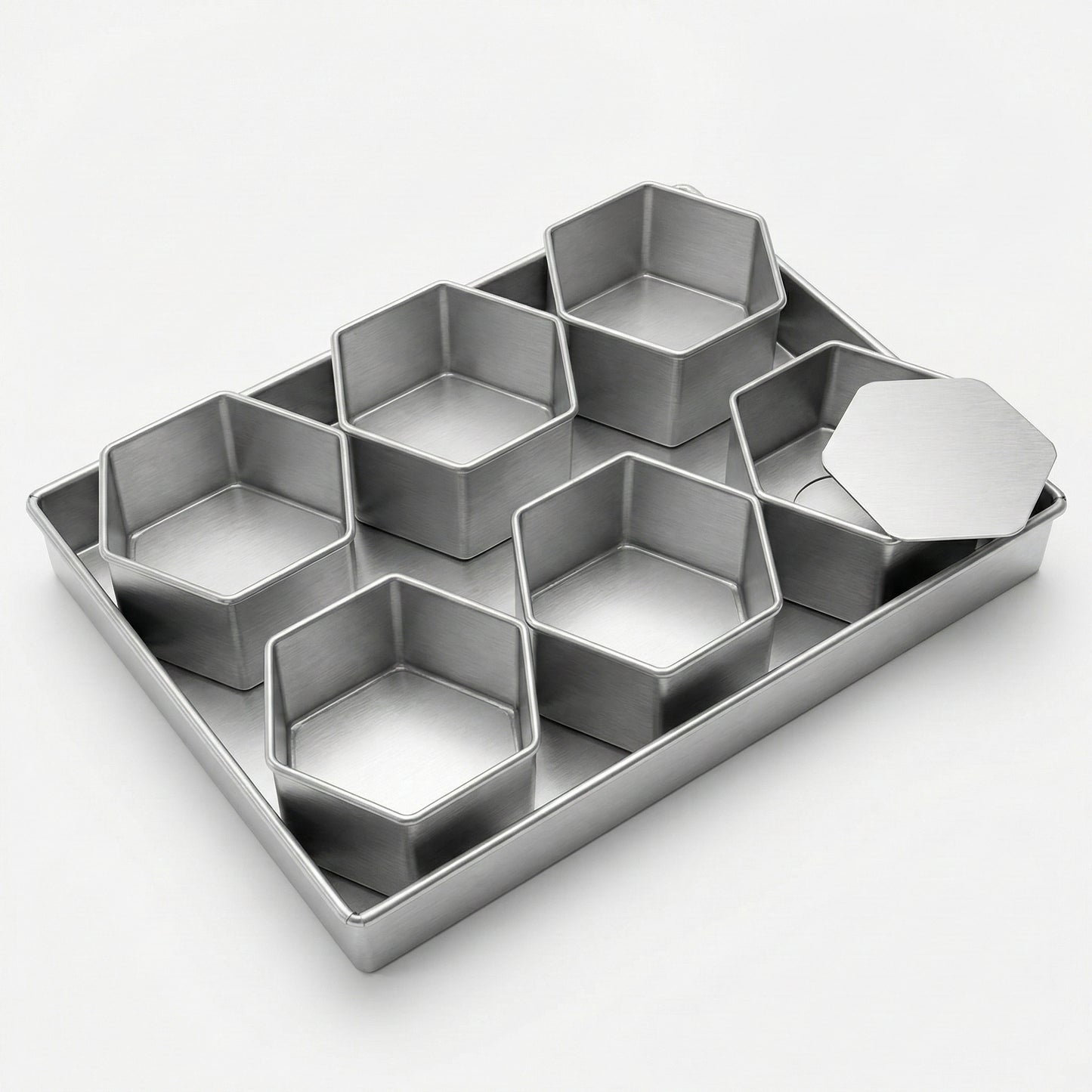Set of 6 Mini Cake Tins Loose Bottom With Free Tray
