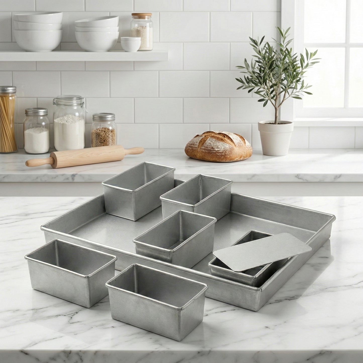 Set of 6 Mini Cake Tins Loose Bottom With Free Tray