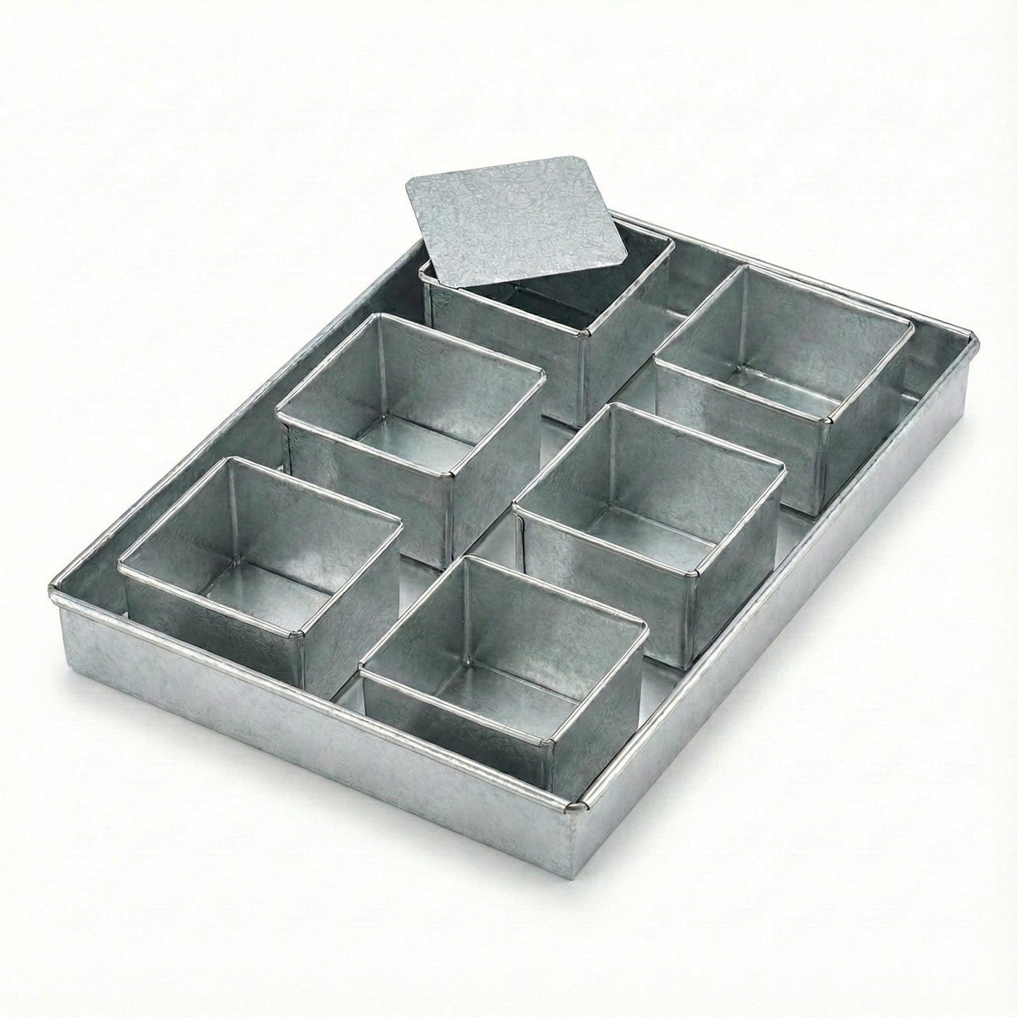 Set of 6 Mini Cake Tins Loose Bottom With Free Tray