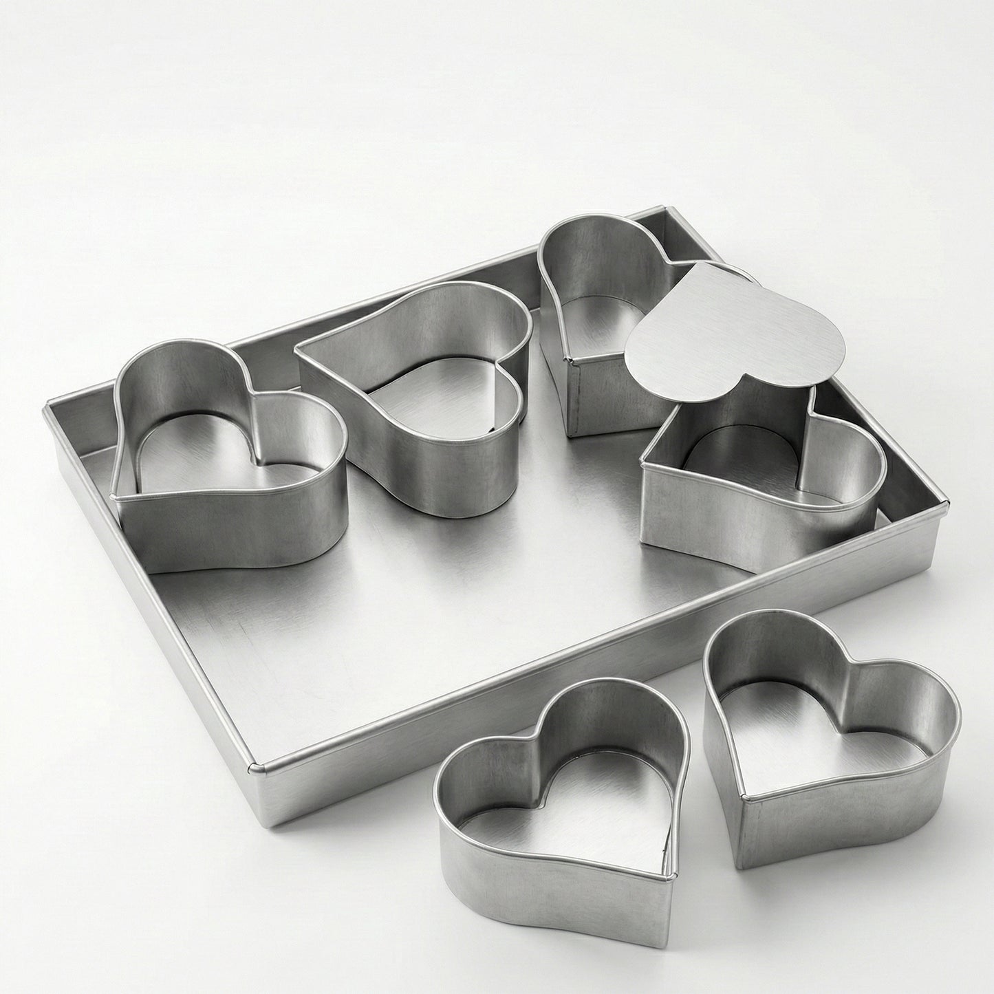 Set of 6 Mini Cake Tins Loose Bottom With Free Tray