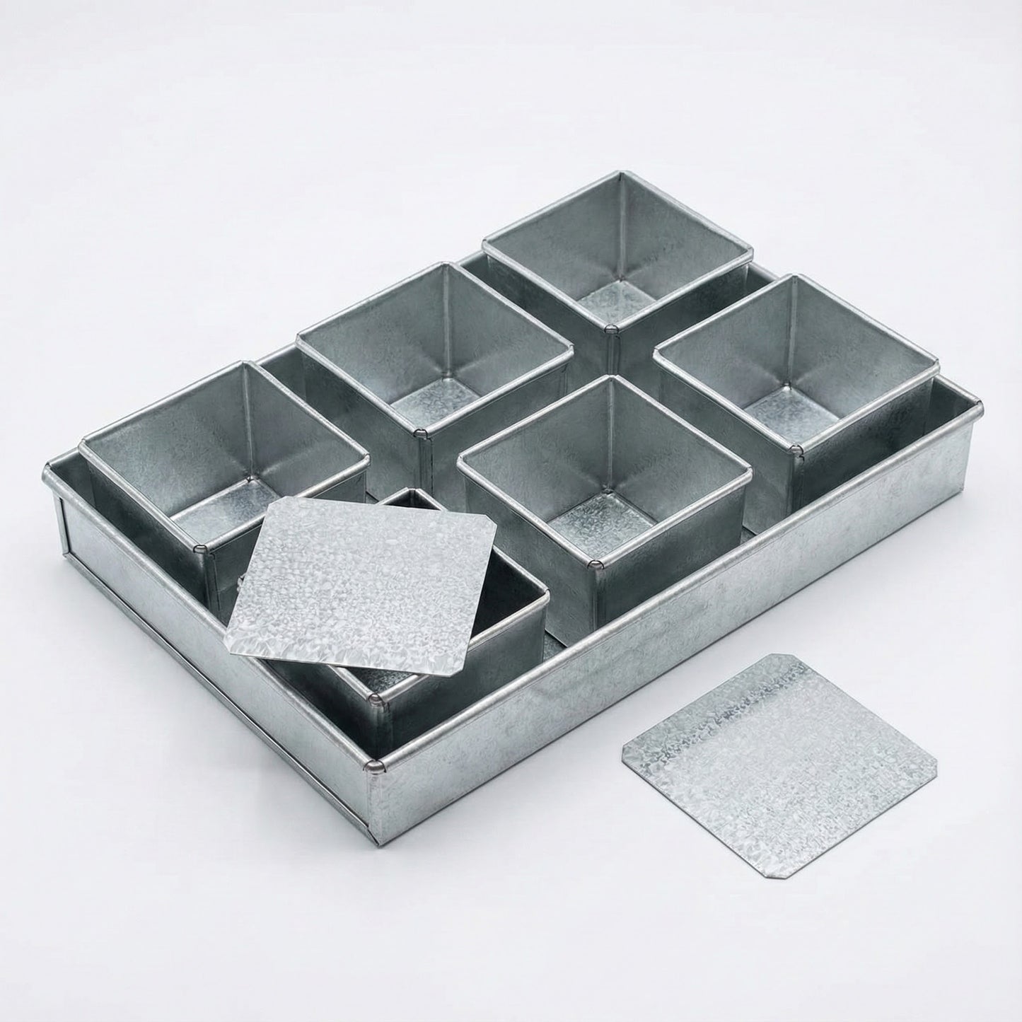 Set of 6 Mini Cake Tins Loose Bottom With Free Tray