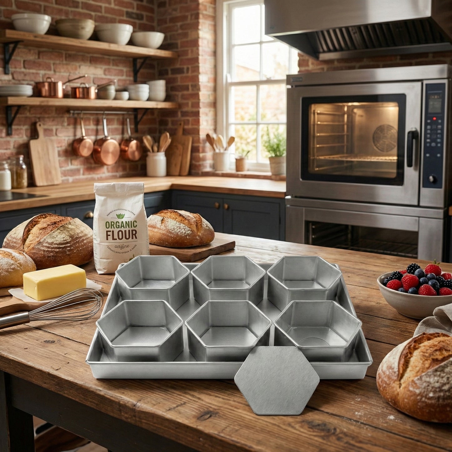 Set of 6 Mini Cake Tins Loose Bottom With Free Tray