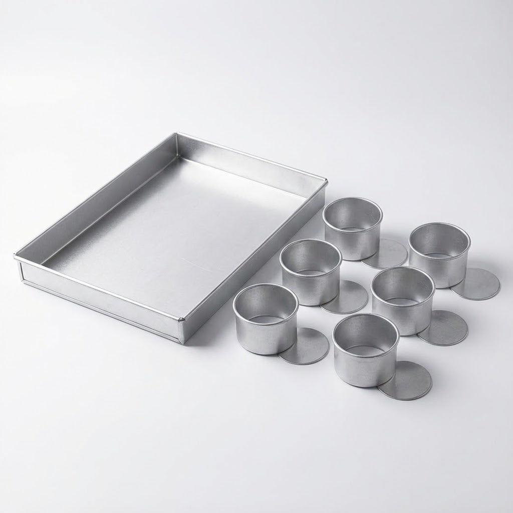 Set of 6 Mini Cake Tins Loose Bottom With Free Tray