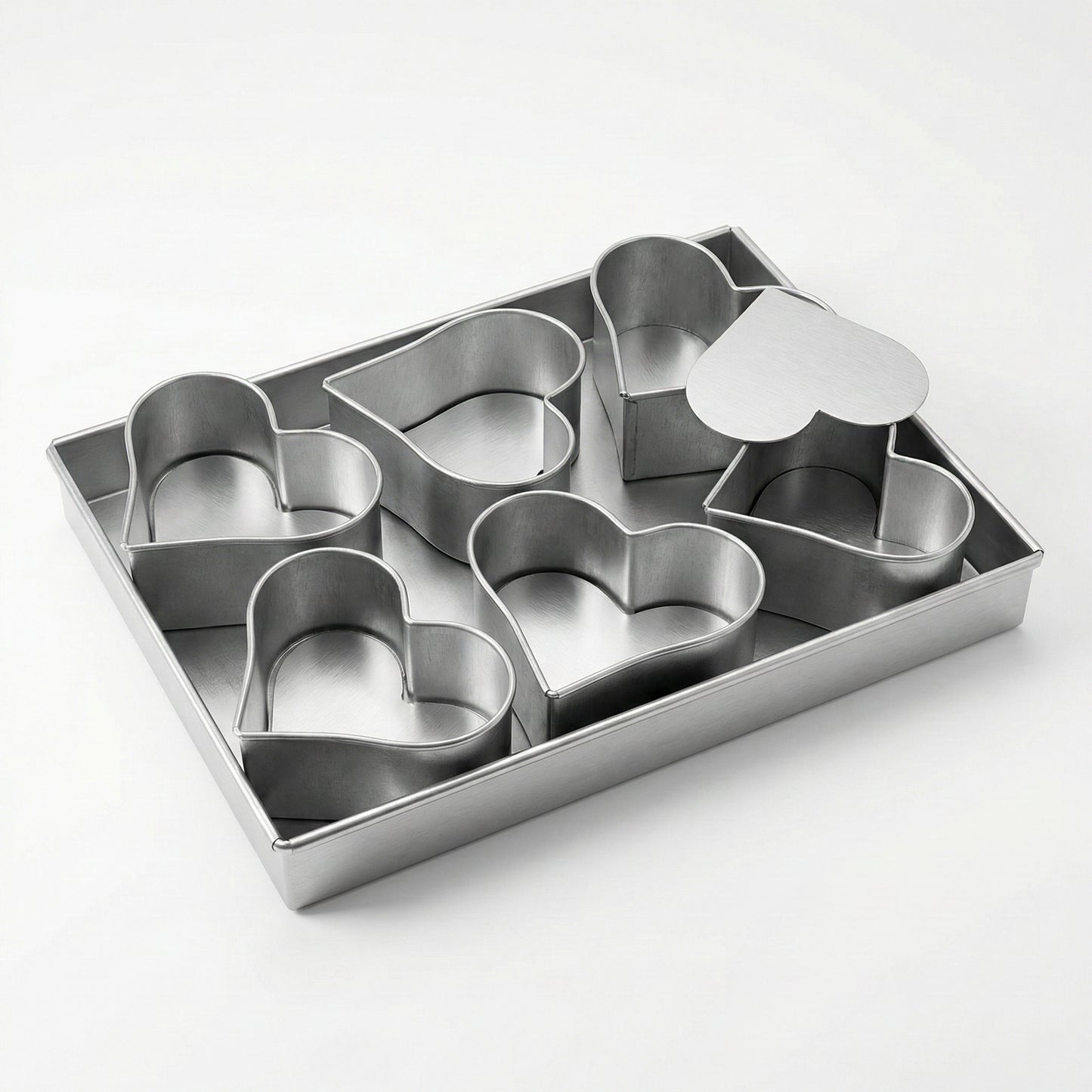 Set of 6 Mini Cake Tins Loose Bottom With Free Tray