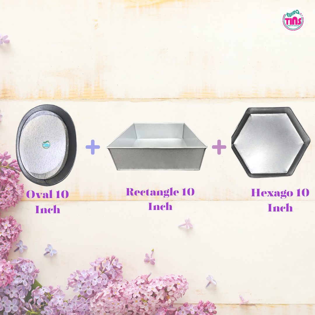 EUROTINS Premier Cake Baking Pans Combo - Pick Any 3 Shapes! Round, Heart, Star, Hexagon, Square, Rectangle & Petal