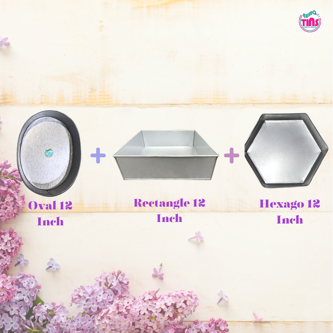 EUROTINS Premier Cake Baking Pans Combo - Pick Any 3 Shapes! Round, Heart, Star, Hexagon, Square, Rectangle & Petal